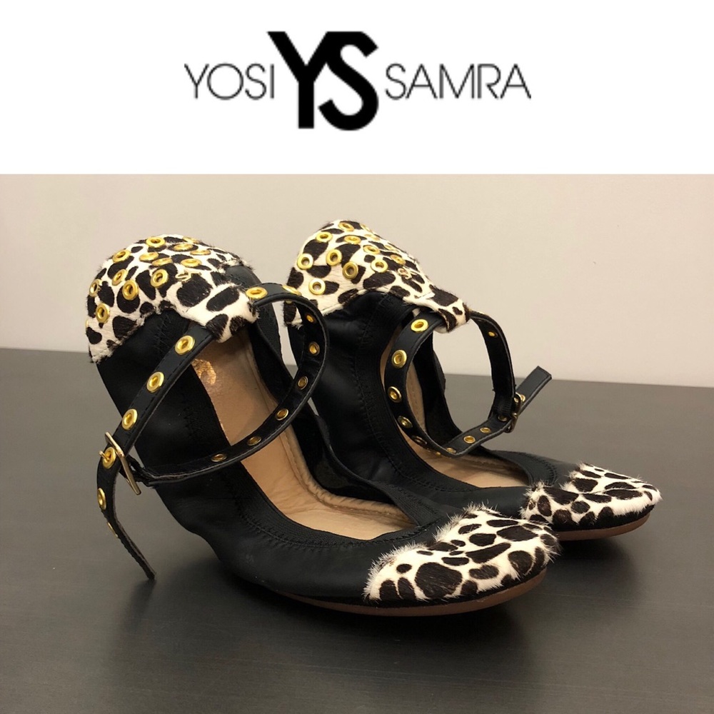 Yosi Samar Abbey Chambray Ballet Flat with Strap